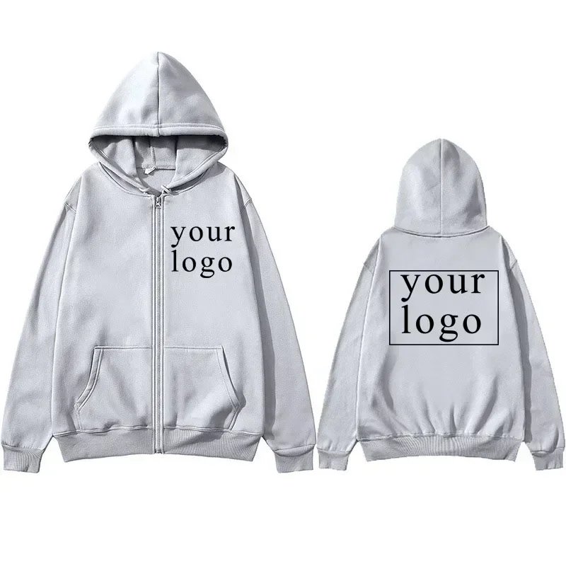 2024 New Fashion: Personalized Customization of Your Own Design Brand Logo/Images, Men's and Women's DIY Zipper Open Hoodies any