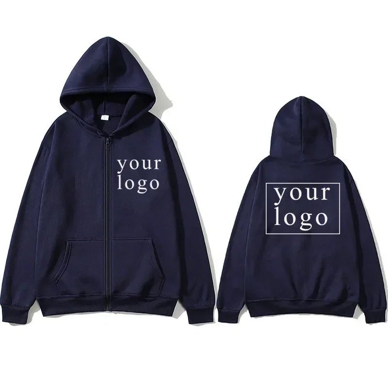 2024 New Fashion: Personalized Customization of Your Own Design Brand Logo/Images, Men's and Women's DIY Zipper Open Hoodies any