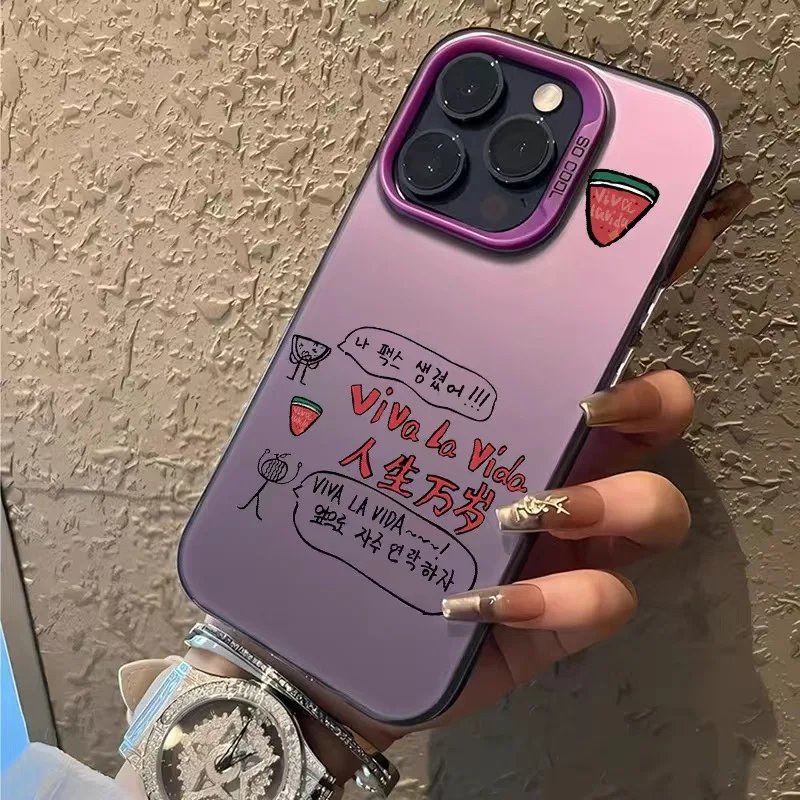 Cute Twinkling Watermelon Viva La Vida Label Matte Phone Case Plating Hard Cover Hot Korea 16 15 13 12 11 14 Pro Max 16 Plus Cute Twinkling Watermelon Viva La Vida Label Matte Phone Case Plating Hard Cover Hot Korea 16 15 13 12 11 14 Pro Max 16 Plus