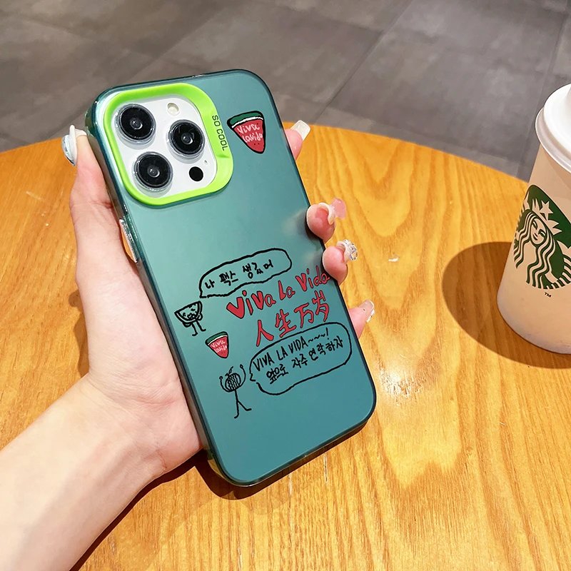 Cute Twinkling Watermelon Viva La Vida Label Matte Phone Case Plating Hard Cover Hot Korea 16 15 13 12 11 14 Pro Max 16 Plus Cute Twinkling Watermelon Viva La Vida Label Matte Phone Case Plating Hard Cover Hot Korea 16 15 13 12 11 14 Pro Max 16 Plus