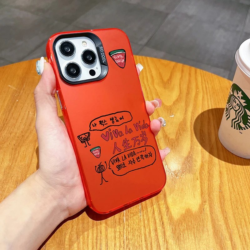 Cute Twinkling Watermelon Viva La Vida Label Matte Phone Case Plating Hard Cover Hot Korea 16 15 13 12 11 14 Pro Max 16 Plus Cute Twinkling Watermelon Viva La Vida Label Matte Phone Case Plating Hard Cover Hot Korea 16 15 13 12 11 14 Pro Max 16 Plus