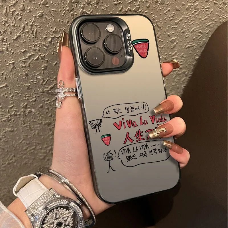 Cute Twinkling Watermelon Viva La Vida Label Matte Phone Case Plating Hard Cover Hot Korea 16 15 13 12 11 14 Pro Max 16 Plus Cute Twinkling Watermelon Viva La Vida Label Matte Phone Case Plating Hard Cover Hot Korea 16 15 13 12 11 14 Pro Max 16 Plus