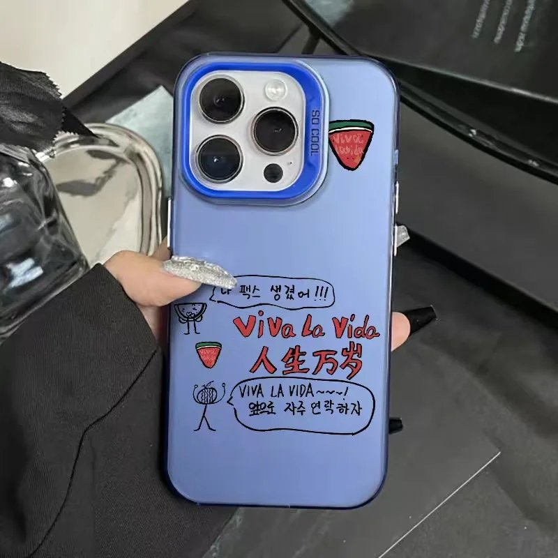 Cute Twinkling Watermelon Viva La Vida Label Matte Phone Case Plating Hard Cover Hot Korea 16 15 13 12 11 14 Pro Max 16 Plus Cute Twinkling Watermelon Viva La Vida Label Matte Phone Case Plating Hard Cover Hot Korea 16 15 13 12 11 14 Pro Max 16 Plus
