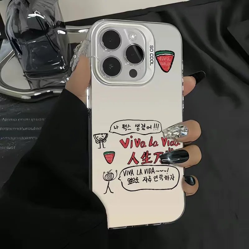 Cute Twinkling Watermelon Viva La Vida Label Matte Phone Case Plating Hard Cover Hot Korea 16 15 13 12 11 14 Pro Max 16 Plus Cute Twinkling Watermelon Viva La Vida Label Matte Phone Case Plating Hard Cover Hot Korea 16 15 13 12 11 14 Pro Max 16 Plus