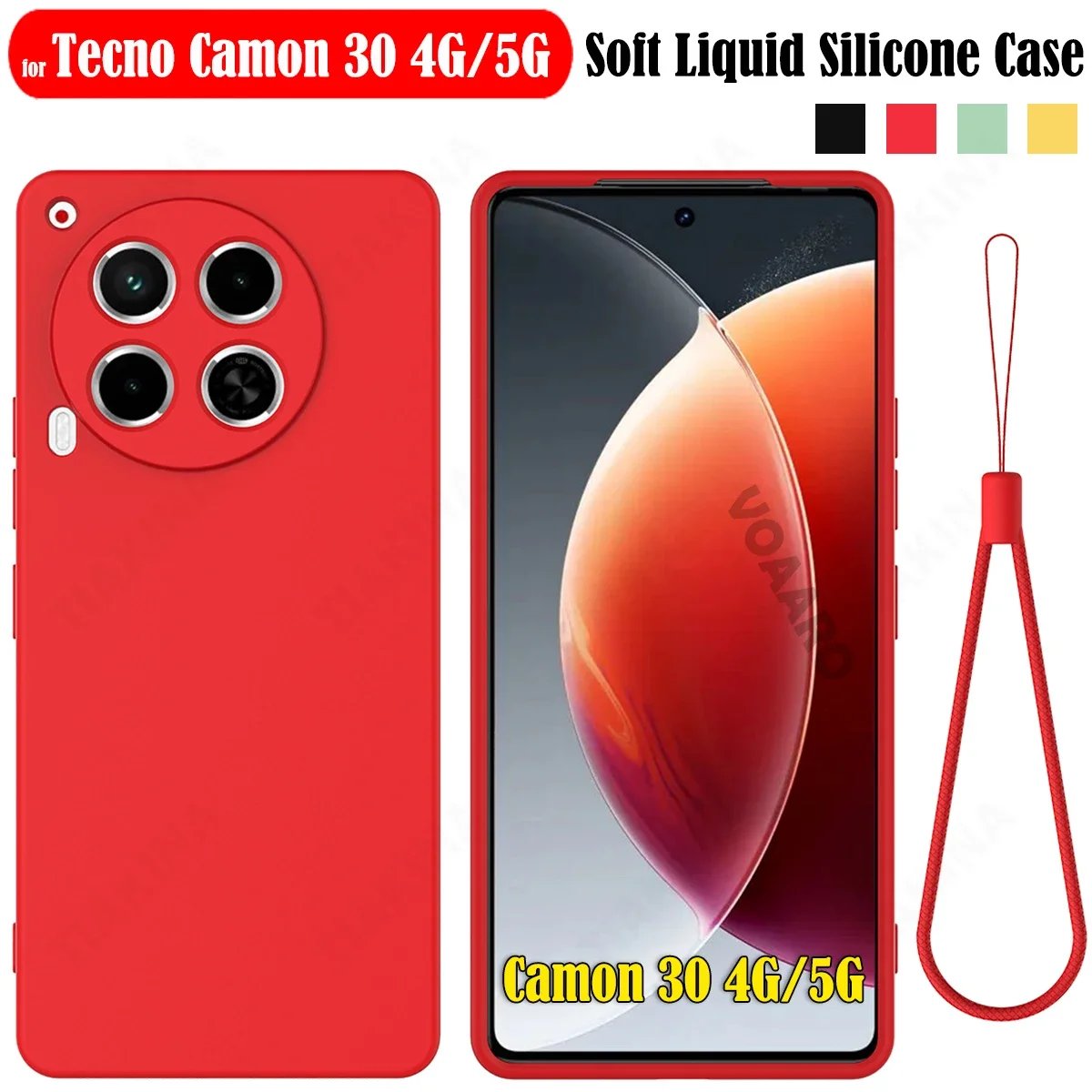 Protective Funda for Tecno Camon 30 4G Case for Tecno Camon 30 5G Soft Liquid Silicone Case Anti-knock Shockproof Cover + Strap Protective Funda for Tecno Camon 30 4G Case for Tecno Camon 30 5G Soft Liquid Silicone Case Anti-knock Shockproof Cover + Strap
