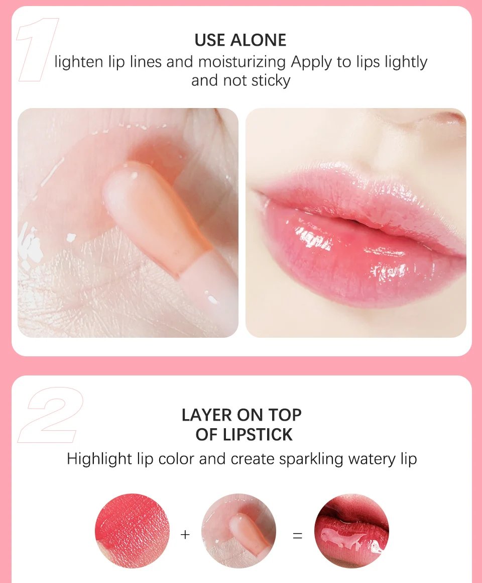 6ml Crystal Jelly Moisturizing Lip Oil Plumping Safety Lip Gloss Makeup Sexy Plump Hydrating Lip Glow Oil Tinted Lip Plumper