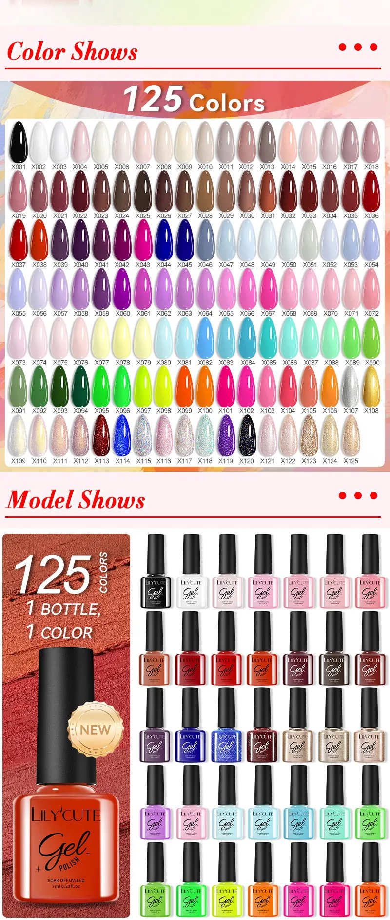 LILYCUTE 7ml Gel Nail Polish Colorful Semi Permanent Shinning Sparkling Nail Gel Varnish Soak Off UV Gel DIY for Base Top Coat