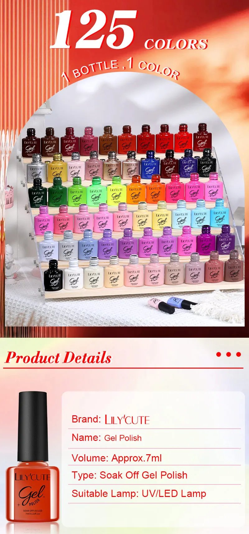 LILYCUTE 7ml Gel Nail Polish Colorful Semi Permanent Shinning Sparkling Nail Gel Varnish Soak Off UV Gel DIY for Base Top Coat