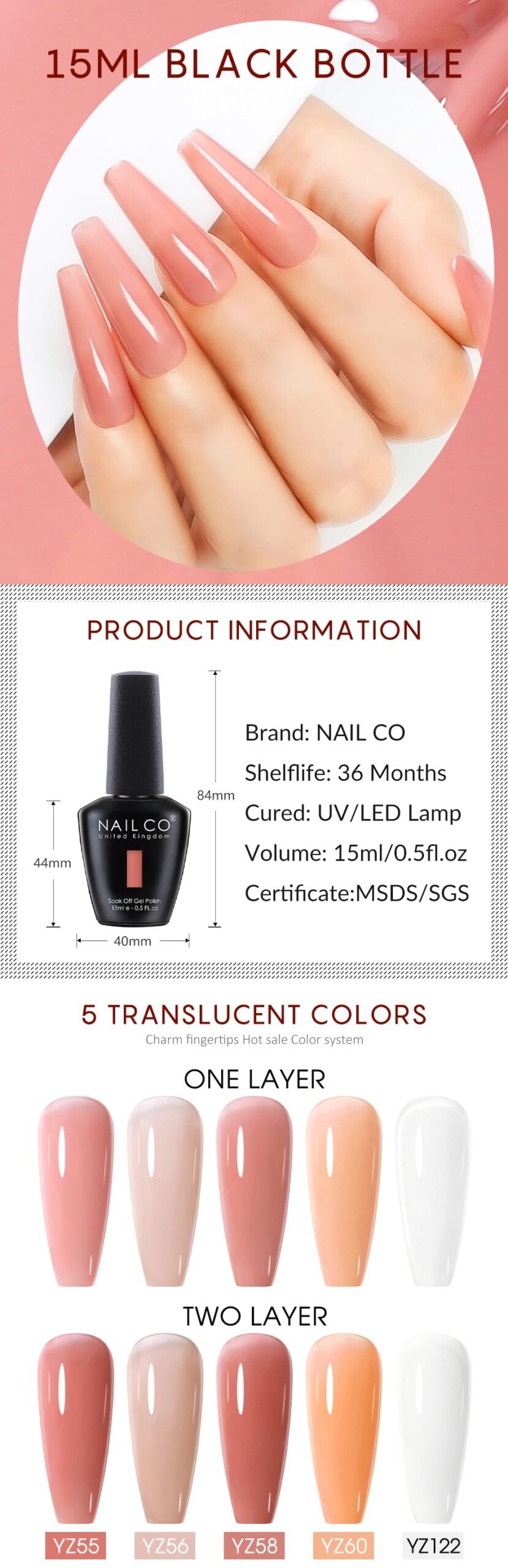 NAILCO 15ml Gel Nail Polish Semi-permanent Hybrid Varnish Black Red Color Gel Polish Nail Art UV Nail Supplies For Professionals NAILCO 15ml Gel Nail Polish Semi-permanent Hybrid Varnish Black Red Color Gel Polish Nail Art UV Nail Supplies For Professionals