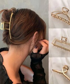 Gold Color Hollow Geometric Hair Clips Metal Hair Claw Cross Hairclip Headband Hairpin Hair Crab Women Hair Fashion Accessories