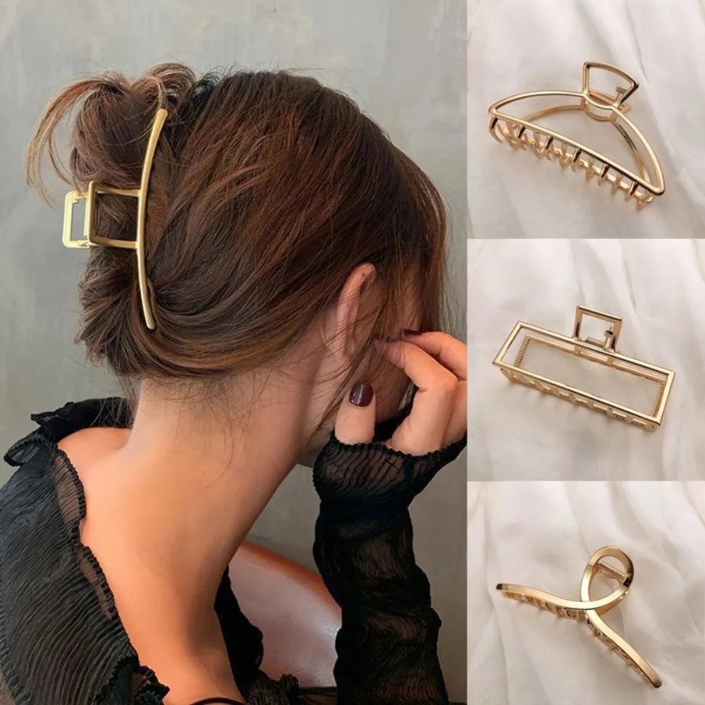 Gold Color Hollow Geometric Hair Clips Metal Hair Claw Cross Hairclip Headband Hairpin Hair Crab Women Hair Fashion Accessories Gold Color Hollow Geometric Hair Clips Metal Hair Claw Cross Hairclip Headband Hairpin Hair Crab Women Hair Fashion Accessories