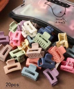 20 PCs Solid Color Matte Hollow Hair Claw Clip Candy Color Catch Barrettes Stylish Hair Accessories Suitable for Women