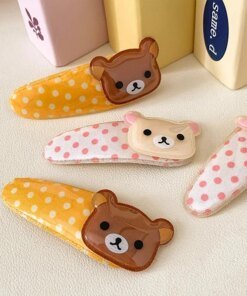 1/2pcs Kawaii Rilakkuma Bangs Side Clip Cartoon Cute Wave Point BB Hair Clip Sweet Versatile Hairpin Hair Birthday Gift