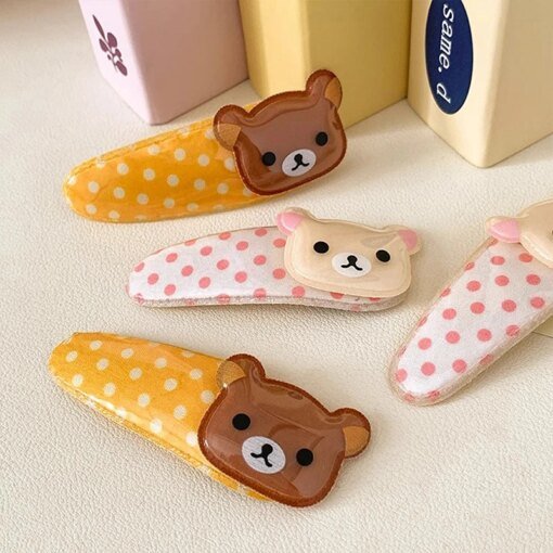 1/2pcs Kawaii Rilakkuma Bangs Side Clip Cartoon Cute Wave Point BB Hair Clip Sweet Versatile Hairpin Hair  Birthday Gift