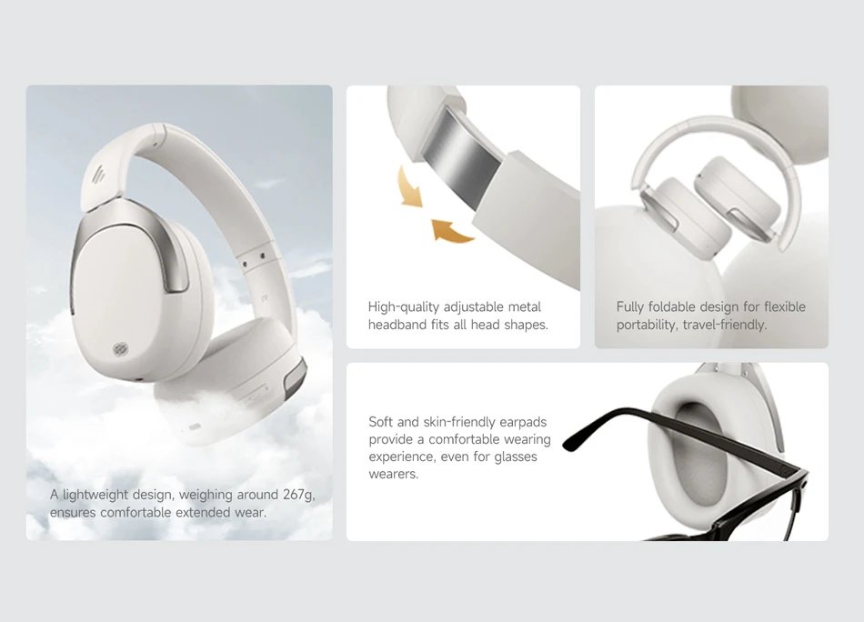 Edifier W830NB Wireless Headphones Bluetooth 5.4 Active Noise Cancelling Hi-Res Over-Ear Headset LDAC Foldable -45dB ANC 94H Edifier W830NB Wireless Headphones Bluetooth 5.4 Active Noise Cancelling Hi-Res Over-Ear Headset LDAC Foldable -45dB ANC 94H