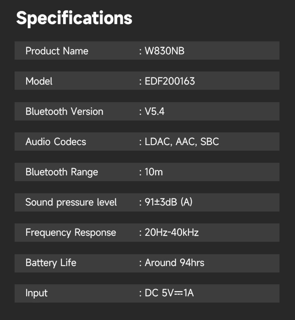 Edifier W830NB Wireless Headphones Bluetooth 5.4 Active Noise Cancelling Hi-Res Over-Ear Headset LDAC Foldable -45dB ANC 94H Edifier W830NB Wireless Headphones Bluetooth 5.4 Active Noise Cancelling Hi-Res Over-Ear Headset LDAC Foldable -45dB ANC 94H