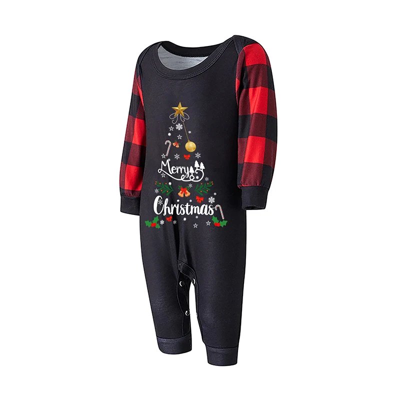 ma&baby Christmas Pajamas Set Winter 2024 Letter Tree Print Adult Kids Matching Clothes Soft Sleepwear Baby Pjs Xmas Family Look