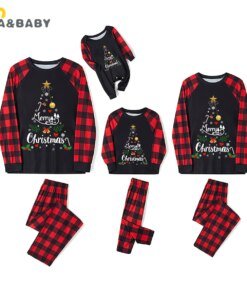 ma&baby Christmas Pajamas Set Winter 2024 Letter Tree Print Adult Kids Matching Clothes Soft Sleepwear Baby Pjs Xmas Family Look