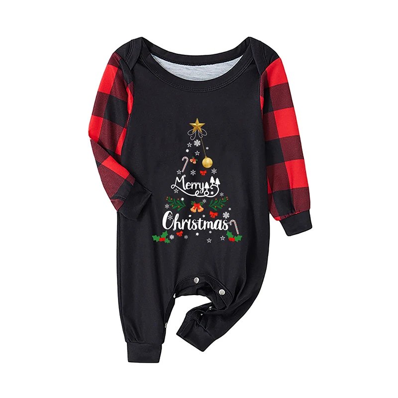 ma&baby Christmas Pajamas Set Winter 2024 Letter Tree Print Adult Kids Matching Clothes Soft Sleepwear Baby Pjs Xmas Family Look
