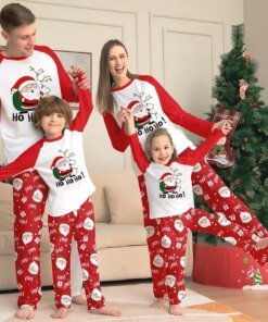Xmas Family Matching Pajamas Set Santa Claus HO HO HO Printed Adult Kid Baby Family Matching Outfits 2025 Christmas Family Pj's