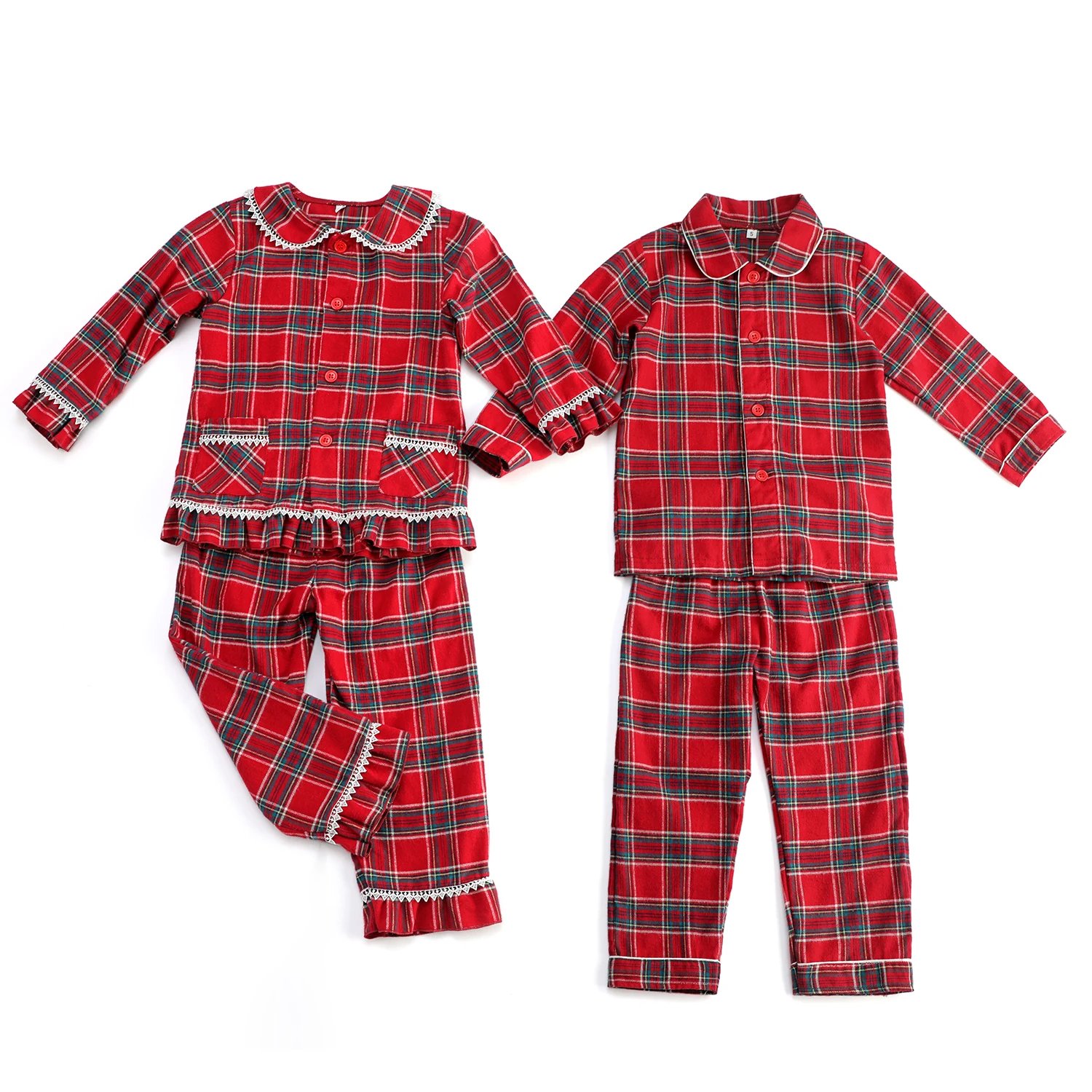 Christmas Cotton Carnival Mother Kids Ruffle Boys And Girl Baby Clothes Pajamas Sets Sibling Family Matching Pyjamas Sets