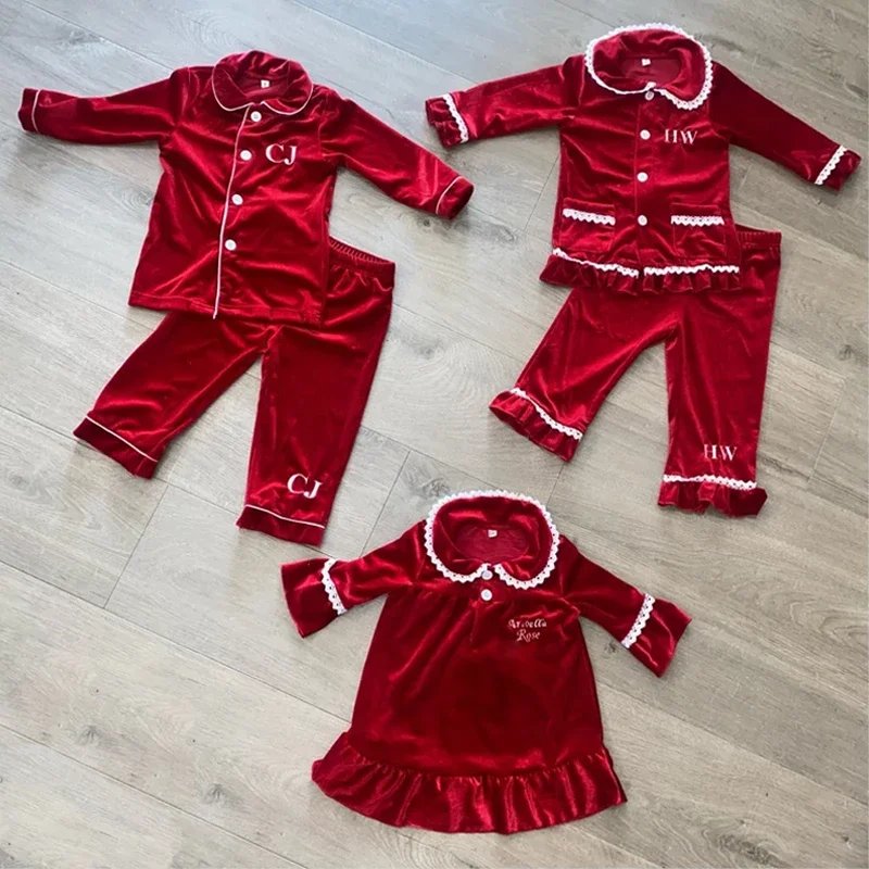 Christmas Cotton Carnival Mother Kids Ruffle Boys And Girl Baby Clothes Pajamas Sets Sibling Family Matching Pyjamas Sets