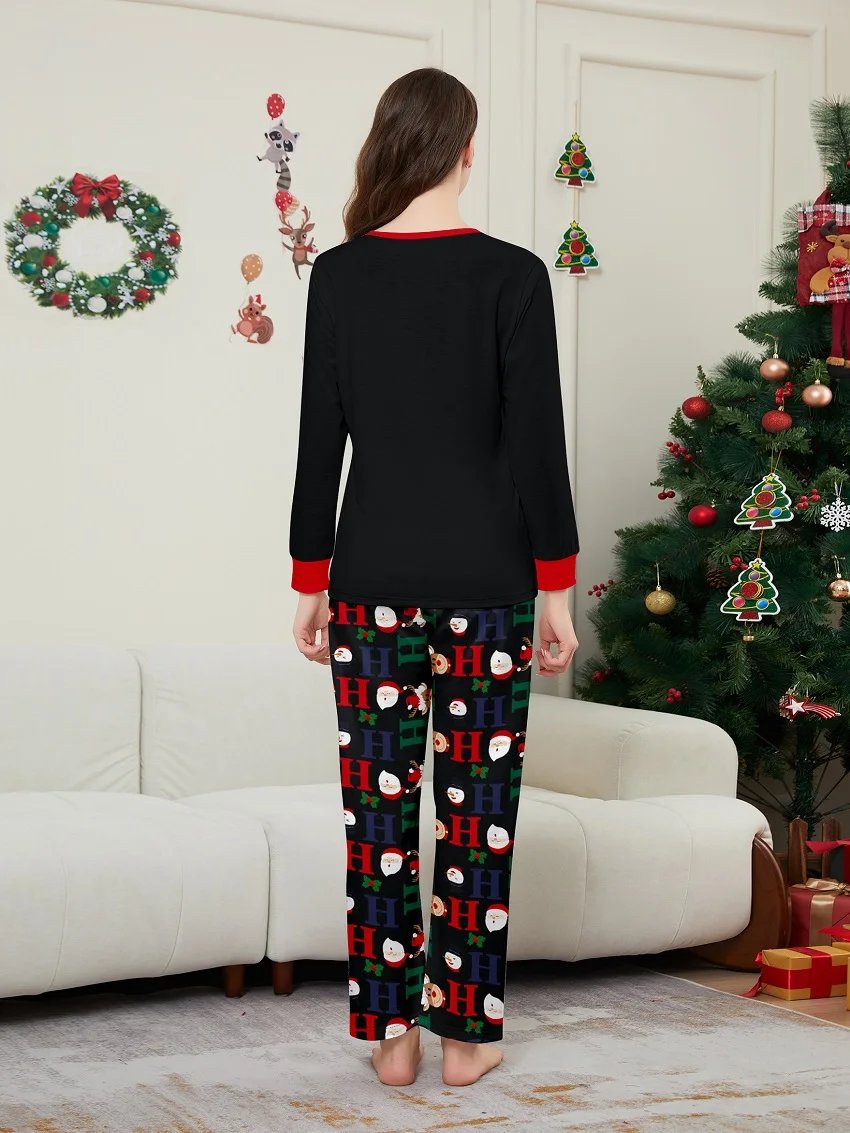 2025 Christmas Matching Family Pajamas Santa Cartoon Pjs Adult Child Clothing Outfit Set Baby Jumpsuit+Dog Clothes