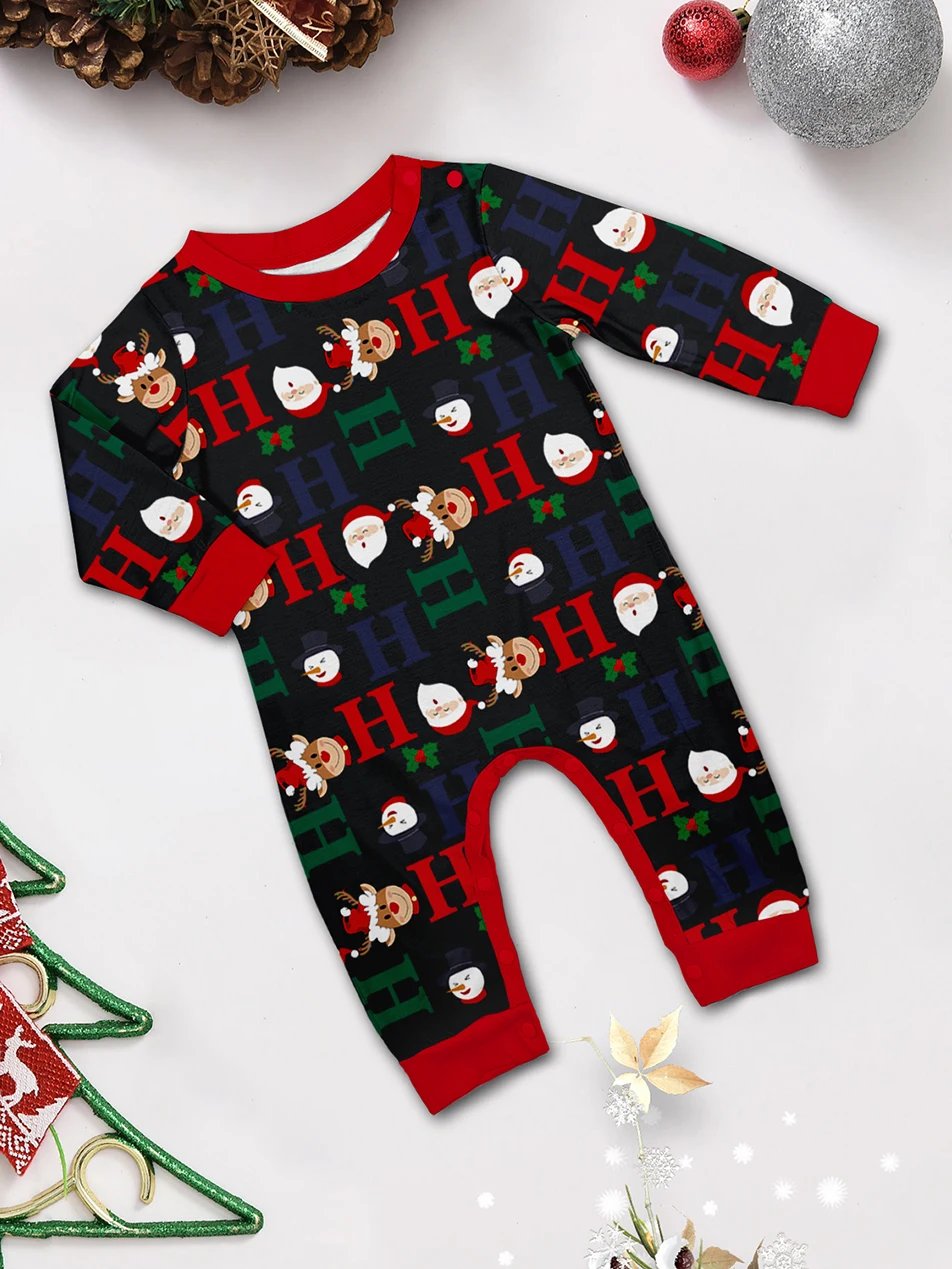 2025 Christmas Matching Family Pajamas Santa Cartoon Pjs Adult Child Clothing Outfit Set Baby Jumpsuit+Dog Clothes