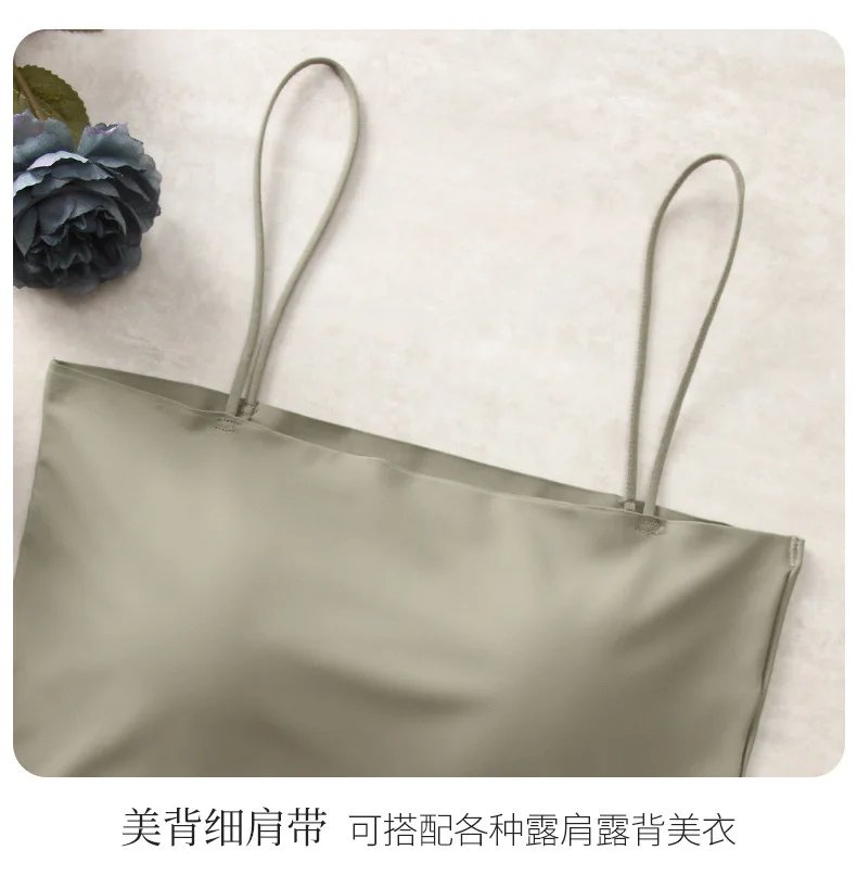 2PCS/Lot Ice Silk Beauty Back Camisole Top For Women with Chest Pad Fixed Cup Inner Wear Outer Wear Summer Female Bandeau 2PCS/Lot Ice Silk Beauty Back Camisole Top For Women with Chest Pad Fixed Cup Inner Wear Outer Wear Summer Female Bandeau