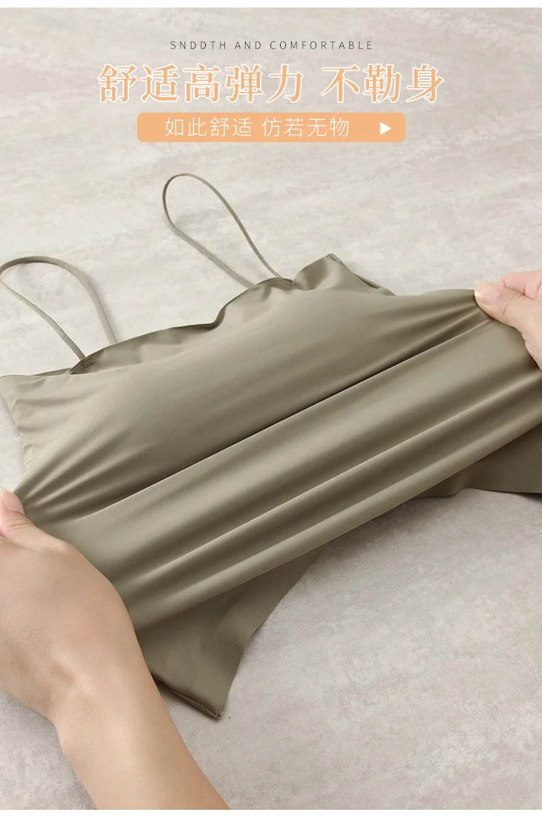 2PCS/Lot Ice Silk Beauty Back Camisole Top For Women with Chest Pad Fixed Cup Inner Wear Outer Wear Summer Female Bandeau 2PCS/Lot Ice Silk Beauty Back Camisole Top For Women with Chest Pad Fixed Cup Inner Wear Outer Wear Summer Female Bandeau