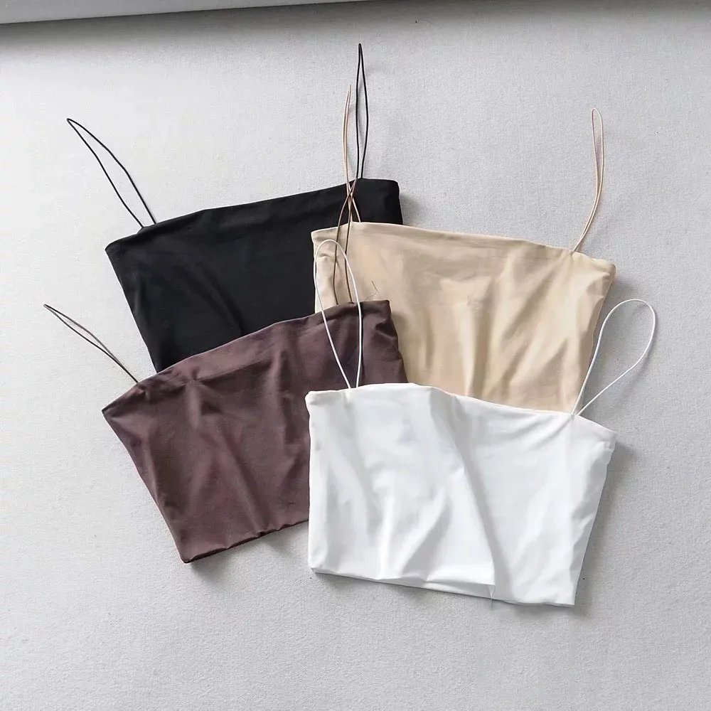 2024 Summer Women's Crop Top Sexy Elastic Cotton Camis sleeveless Short Tank Top Bar 2024 Summer Women's Crop Top Sexy Elastic Cotton Camis sleeveless Short Tank Top Bar