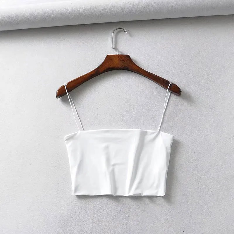 2024 Summer Women's Crop Top Sexy Elastic Cotton Camis sleeveless Short Tank Top Bar 2024 Summer Women's Crop Top Sexy Elastic Cotton Camis sleeveless Short Tank Top Bar