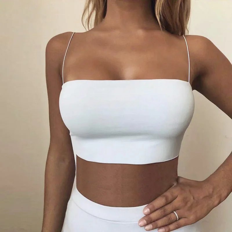 2024 Summer Women's Crop Top Sexy Elastic Cotton Camis sleeveless Short Tank Top Bar 2024 Summer Women's Crop Top Sexy Elastic Cotton Camis sleeveless Short Tank Top Bar