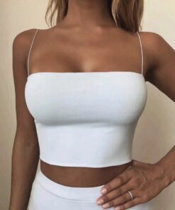 2024 Summer Women's Crop Top Sexy Elastic Cotton Camis sleeveless Short Tank Top Bar