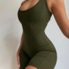 Summer Playsuit Basic Romper Solid Jumpsuit For Women Outfit Crop Top Skinny Shorts Bodycon Bodysuit Sports Casual Ropa De Mujer