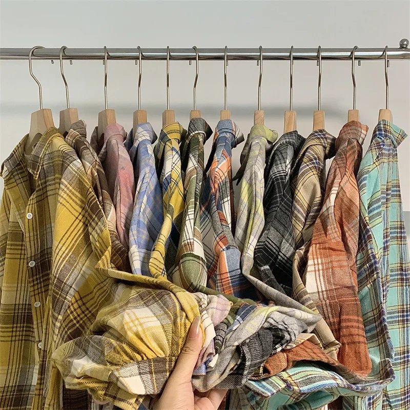 Plaid Shirt Women Autumn Long Sleeve Top Female Vintage Fashion Single Breasted Blouse Ladies Preppy Style Loose Check Shirts Plaid Shirt Women Autumn Long Sleeve Top Female Vintage Fashion Single Breasted Blouse Ladies Preppy Style Loose Check Shirts