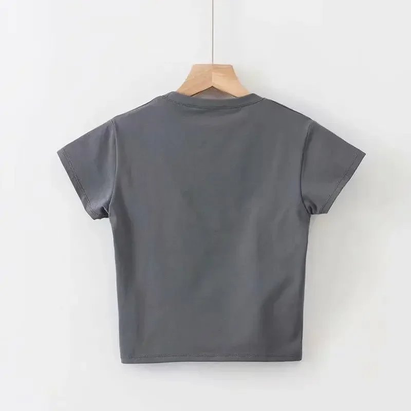 Summer Slim T-Shirt Women Sexy Short Sleeve T Shirt U-Neck Gray Tee Female Solid Basic Black/White Korean Crop Tops Hot Y2k Summer Slim T-Shirt Women Sexy Short Sleeve T Shirt U-Neck Gray Tee Female Solid Basic Black/White Korean Crop Tops Hot Y2k