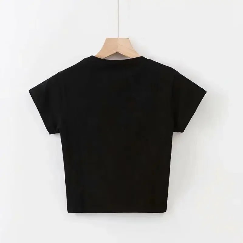 Summer Slim T-Shirt Women Sexy Short Sleeve T Shirt U-Neck Gray Tee Female Solid Basic Black/White Korean Crop Tops Hot Y2k Summer Slim T-Shirt Women Sexy Short Sleeve T Shirt U-Neck Gray Tee Female Solid Basic Black/White Korean Crop Tops Hot Y2k