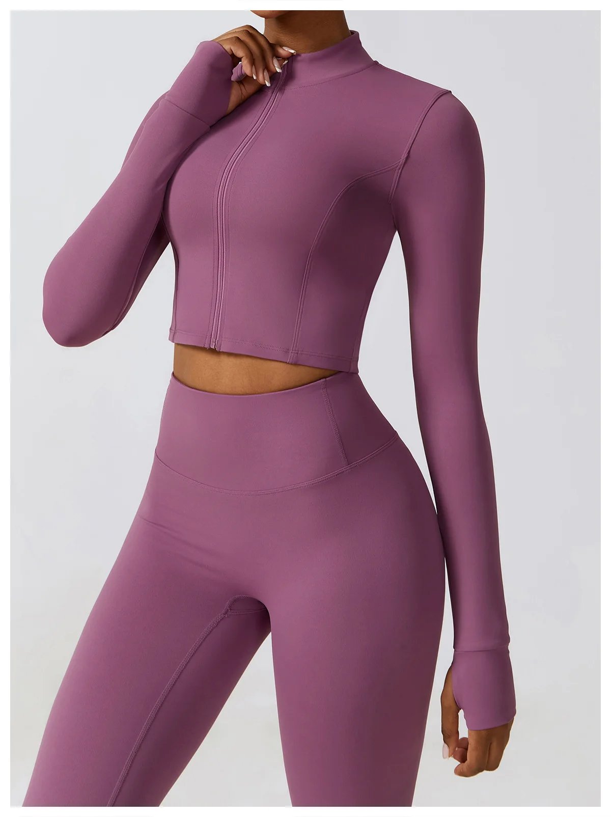 Women Jacket Slim Fit Yoga Long Sleeved Fitness Coat Yoga Crop Tops With Thumb Holes Gym Top Running Workout Push Up Yoga Shirts