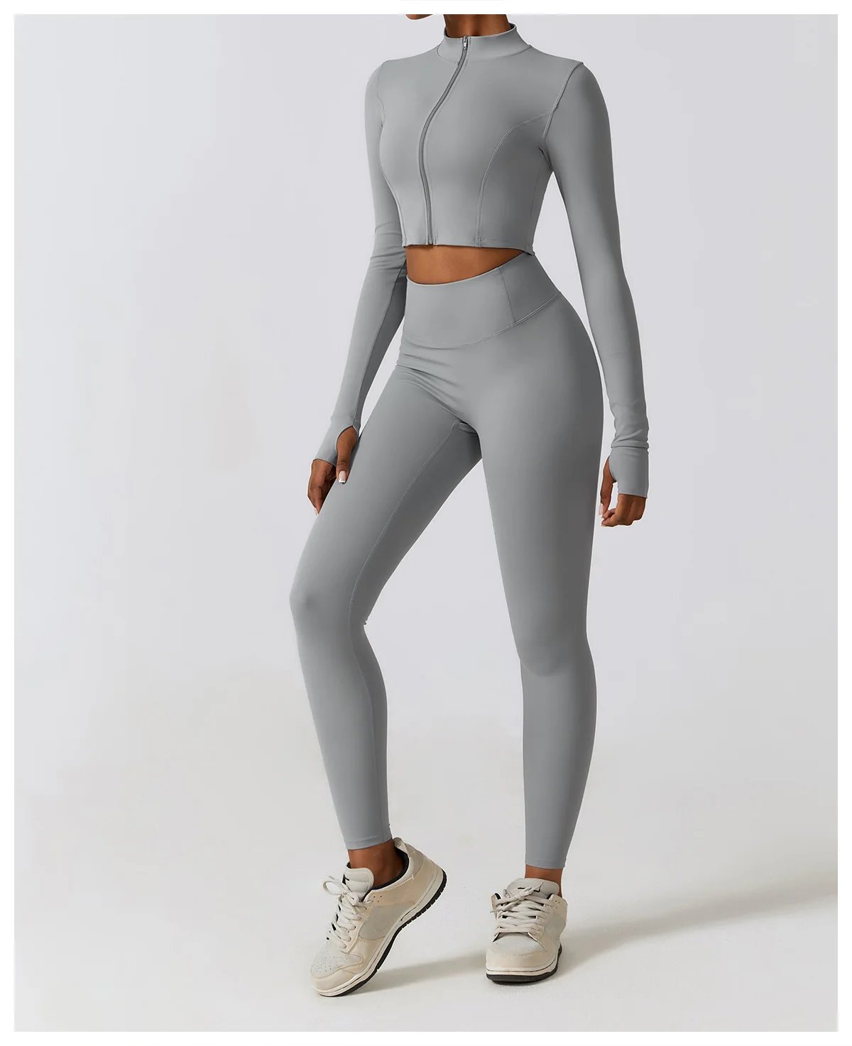 Women Jacket Slim Fit Yoga Long Sleeved Fitness Coat Yoga Crop Tops With Thumb Holes Gym Top Running Workout Push Up Yoga Shirts