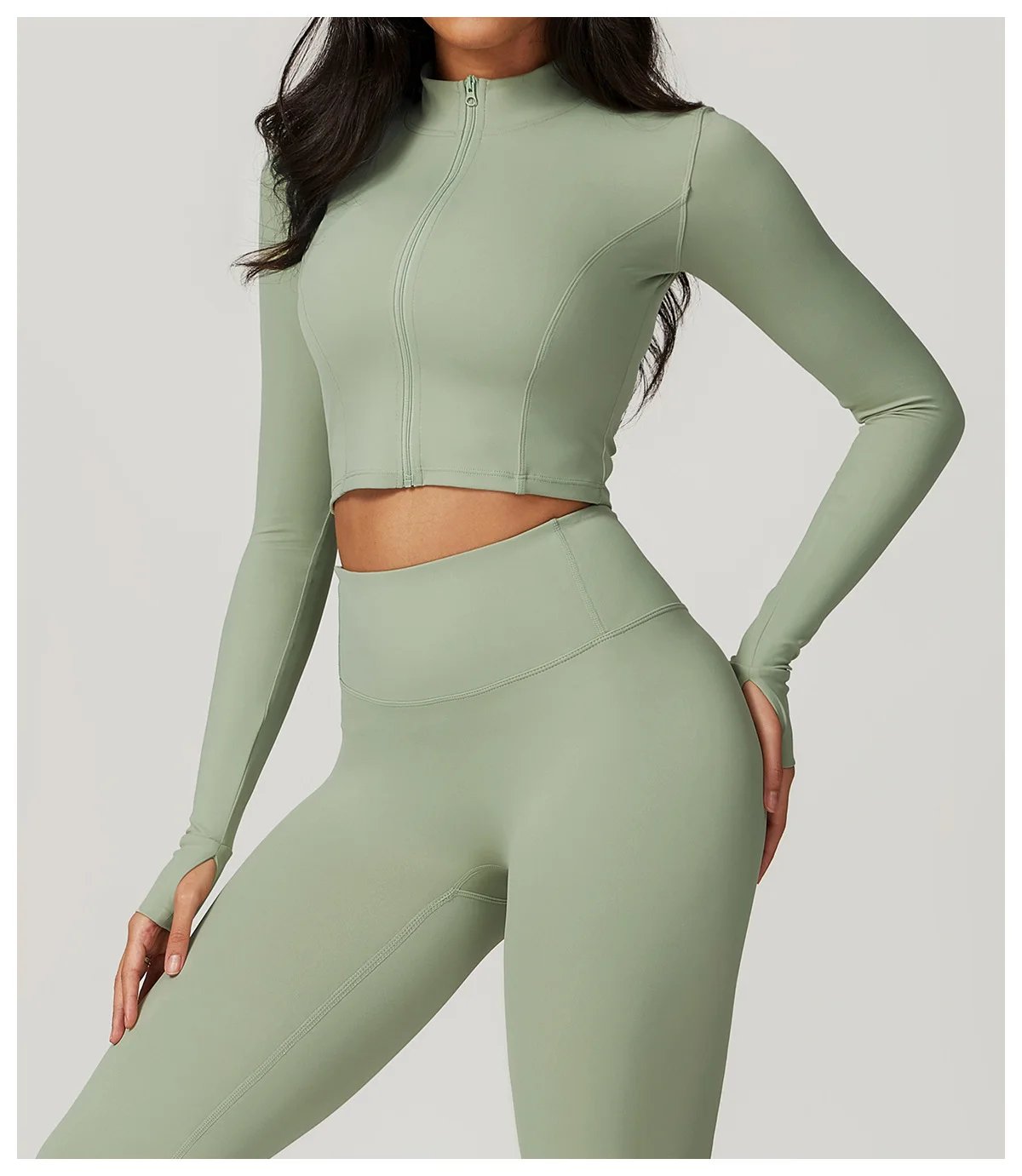 Women Jacket Slim Fit Yoga Long Sleeved Fitness Coat Yoga Crop Tops With Thumb Holes Gym Top Running Workout Push Up Yoga Shirts