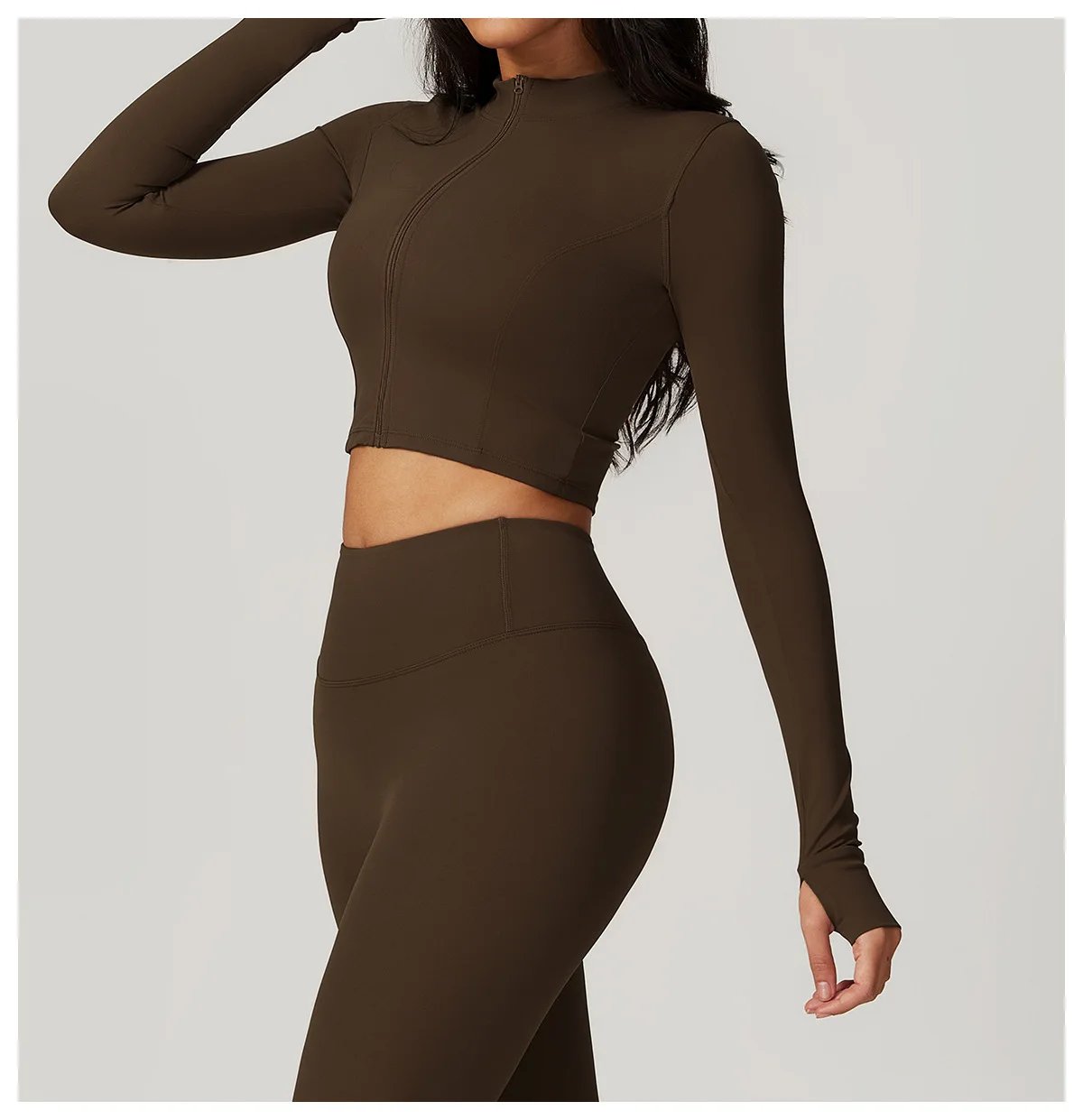 Women Jacket Slim Fit Yoga Long Sleeved Fitness Coat Yoga Crop Tops With Thumb Holes Gym Top Running Workout Push Up Yoga Shirts