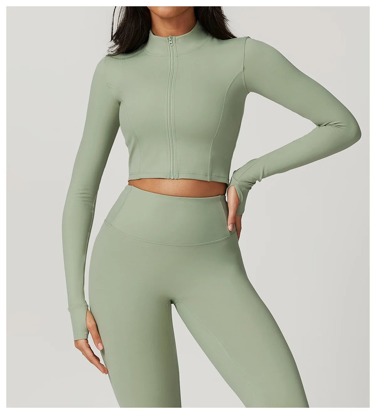 Women Jacket Slim Fit Yoga Long Sleeved Fitness Coat Yoga Crop Tops With Thumb Holes Gym Top Running Workout Push Up Yoga Shirts