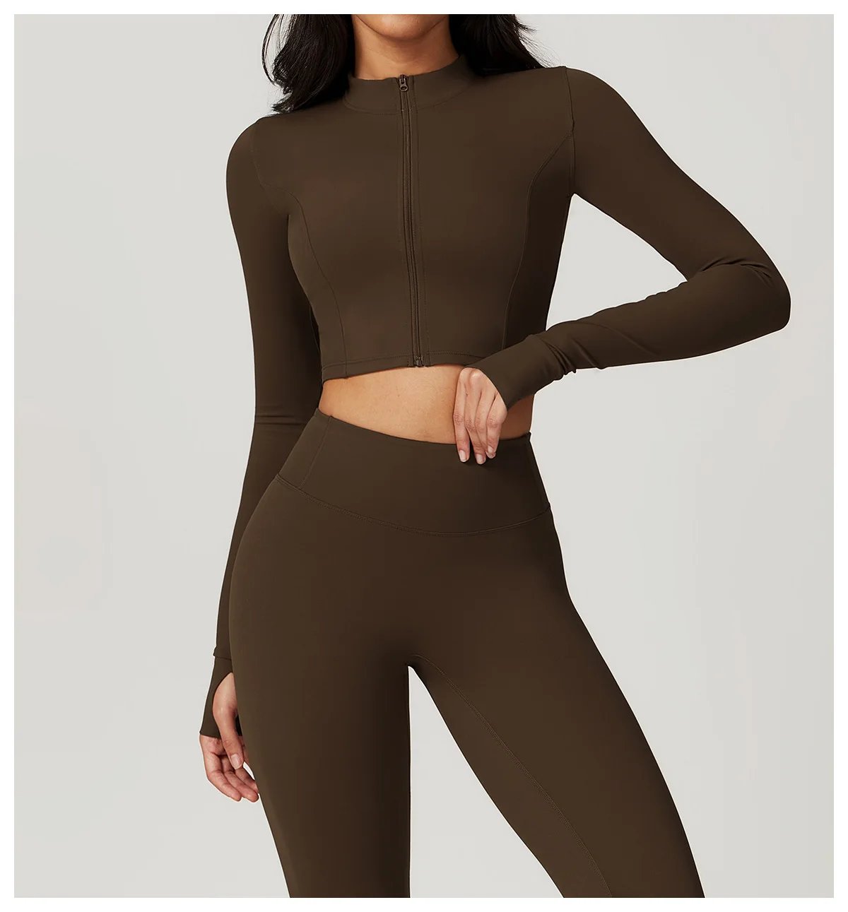 Women Jacket Slim Fit Yoga Long Sleeved Fitness Coat Yoga Crop Tops With Thumb Holes Gym Top Running Workout Push Up Yoga Shirts