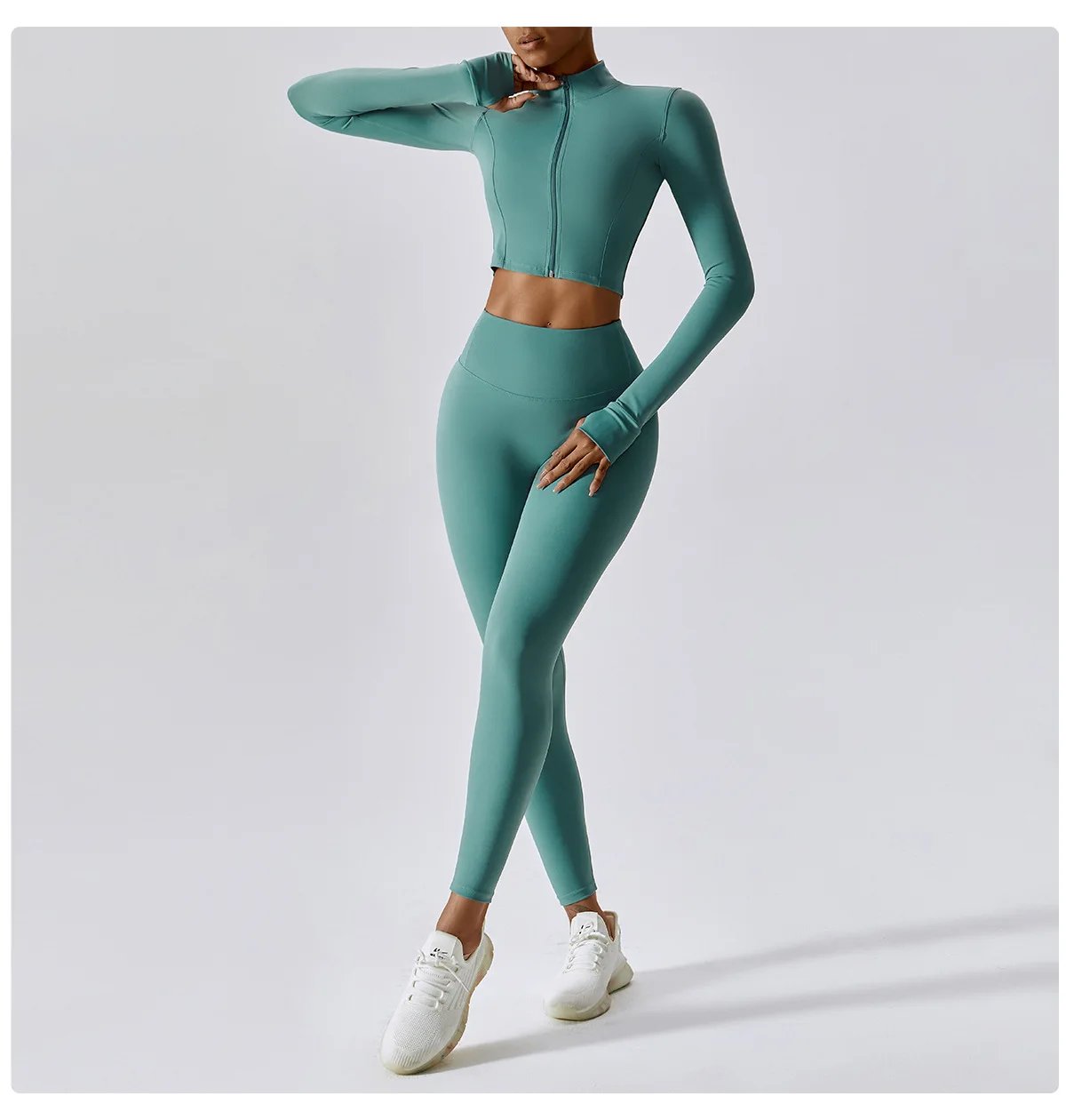 Women Jacket Slim Fit Yoga Long Sleeved Fitness Coat Yoga Crop Tops With Thumb Holes Gym Top Running Workout Push Up Yoga Shirts