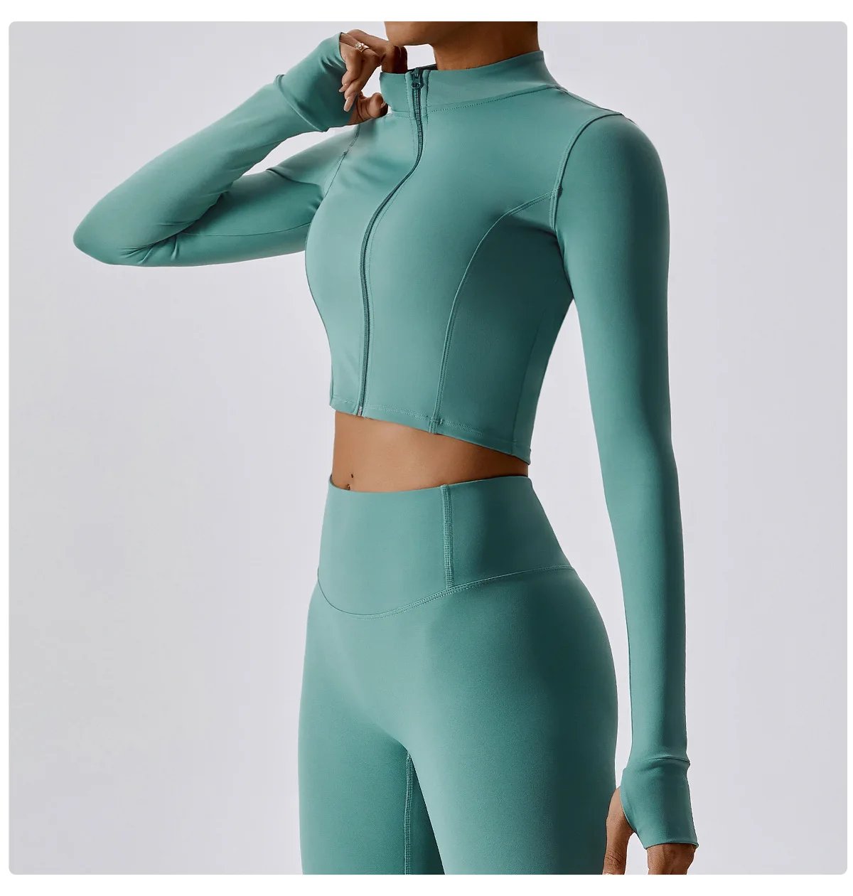 Women Jacket Slim Fit Yoga Long Sleeved Fitness Coat Yoga Crop Tops With Thumb Holes Gym Top Running Workout Push Up Yoga Shirts