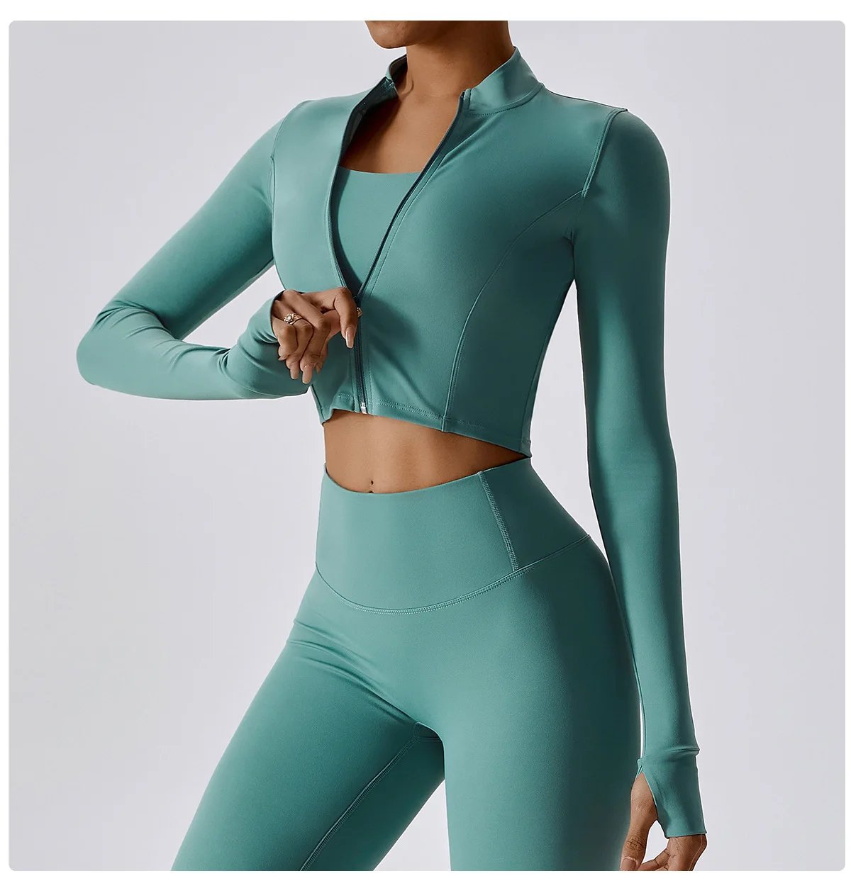 Women Jacket Slim Fit Yoga Long Sleeved Fitness Coat Yoga Crop Tops With Thumb Holes Gym Top Running Workout Push Up Yoga Shirts