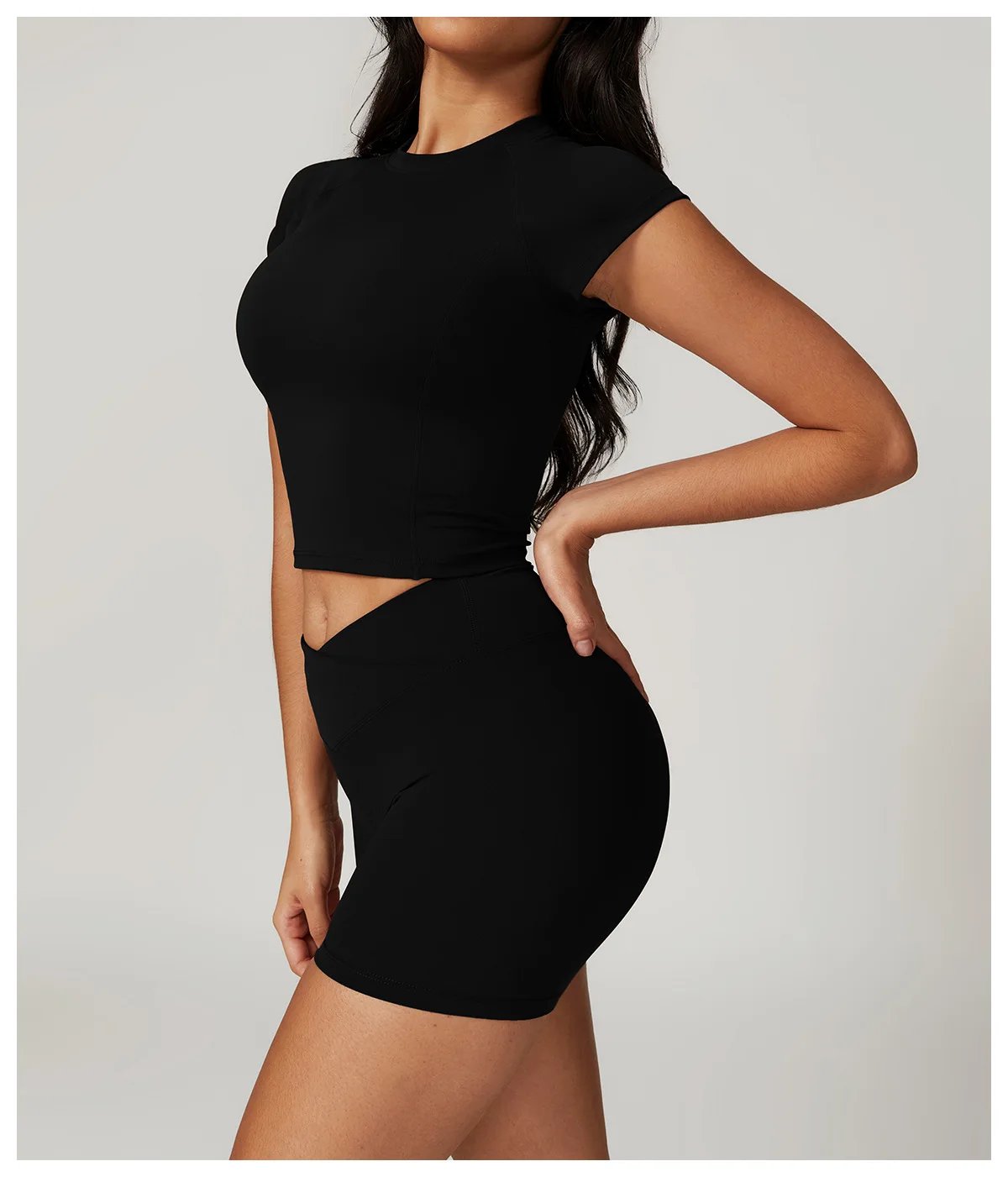 Women's 2PCS Gym Yoga Suit Tight Fitting Sports Set Workout Breathable T Shirts Bra Short Sleeve Crop Top Bell-bottoms Leggings