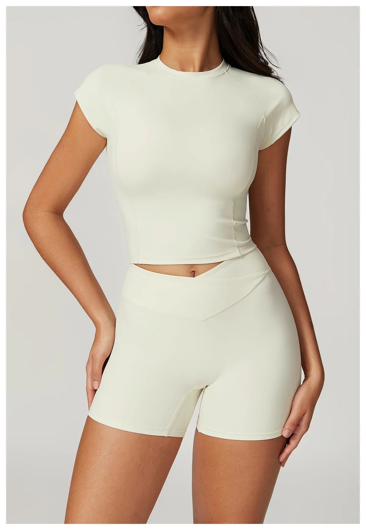 Women's 2PCS Gym Yoga Suit Tight Fitting Sports Set Workout Breathable T Shirts Bra Short Sleeve Crop Top Bell-bottoms Leggings