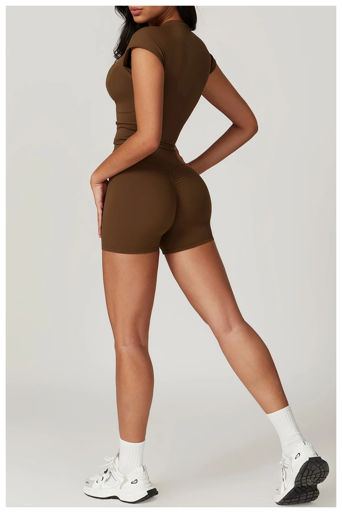 Women's 2PCS Gym Yoga Suit Tight Fitting Sports Set Workout Breathable T Shirts Bra Short Sleeve Crop Top Bell-bottoms Leggings